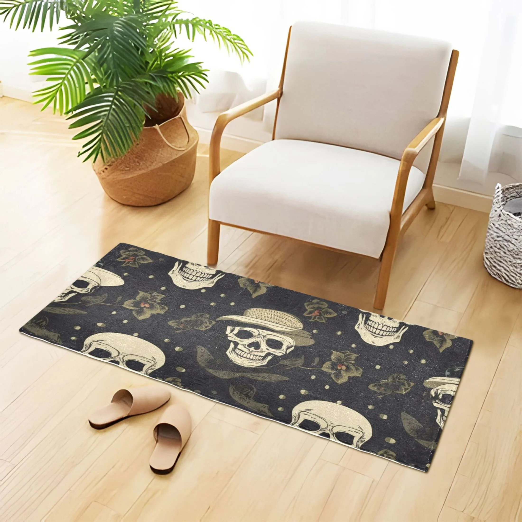 Skeleton Skull Luxury Kitchen Rug Non Slip Bathroom Plush Mat Shaggy Bedroom Carpet 39