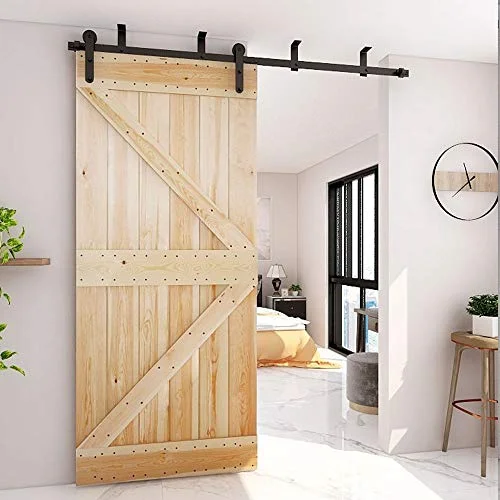 4-12FT Sliding Barn Door Hardware Kit Ceiling Mount Style,10FT Length Rails fit 60