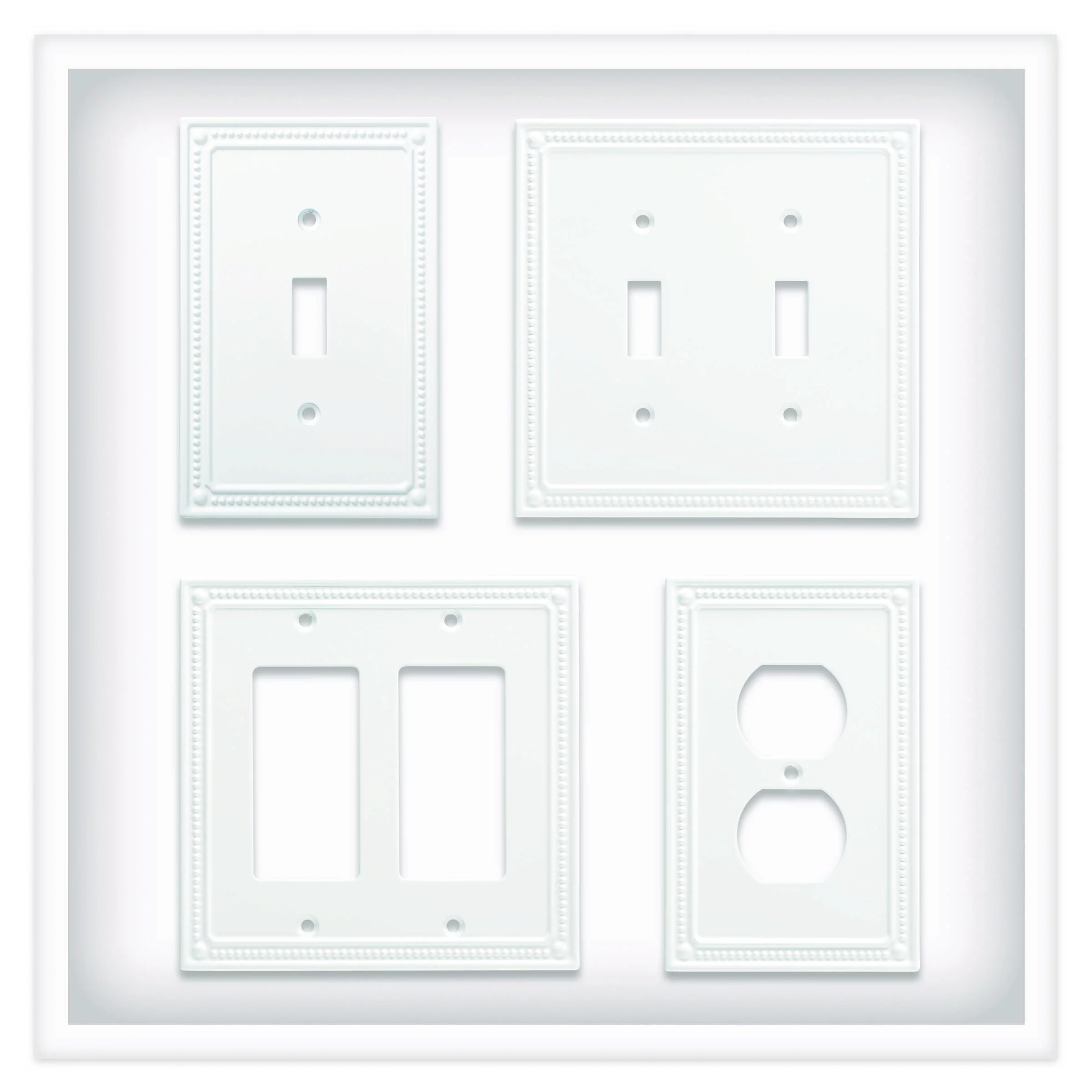 Franklin Brass Classic Beaded Single Duplex Wall Plate in Pure White