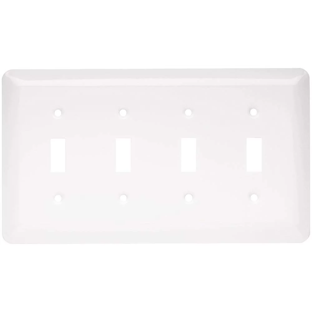Franklin Brass W10248-W White Stamped Metal Quad Switch Plate Cover
