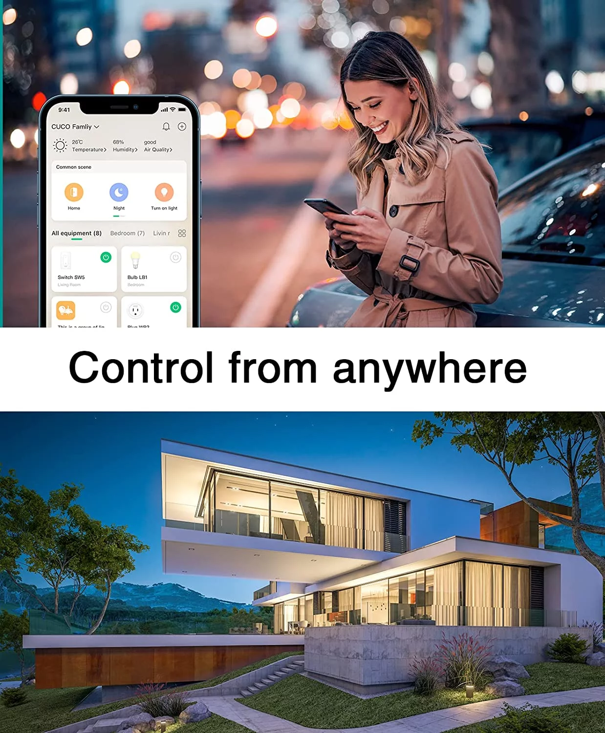 Smart Switch, 2.4Ghz Wi-Fi Smart Switch Compatible with Alexa, Google Assistant,Needs Neutral Wire,Single-Pole,UL Certified,Remote Control,Schedule, No Hub Required, (2 Pack)