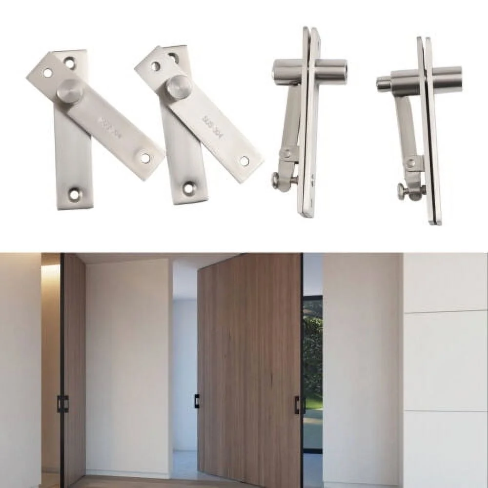 2-Set 360° Rotating Hidden Hinges Invisible Door Pivot Hinges Brushed Heavy Duty