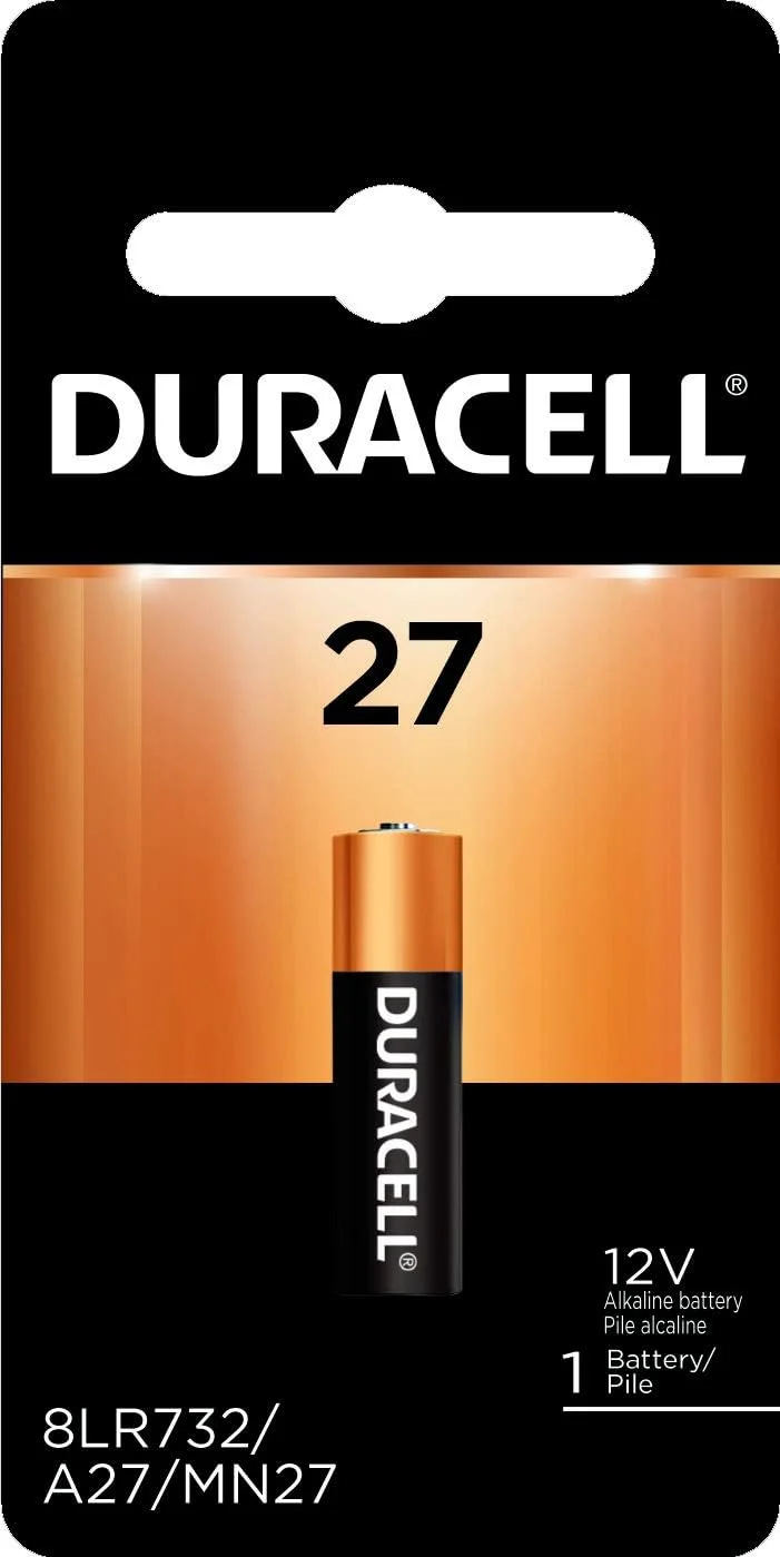 Duracell MN27 12V Alkaline Battery - Long-Lasting Power for Car Alarm, Key Fobs, Burglar Alarm, Remote Controls, GPS Tracker, Cigarette Lighter, Electronic Door Lock & Garage Door Opener - Pack of 1