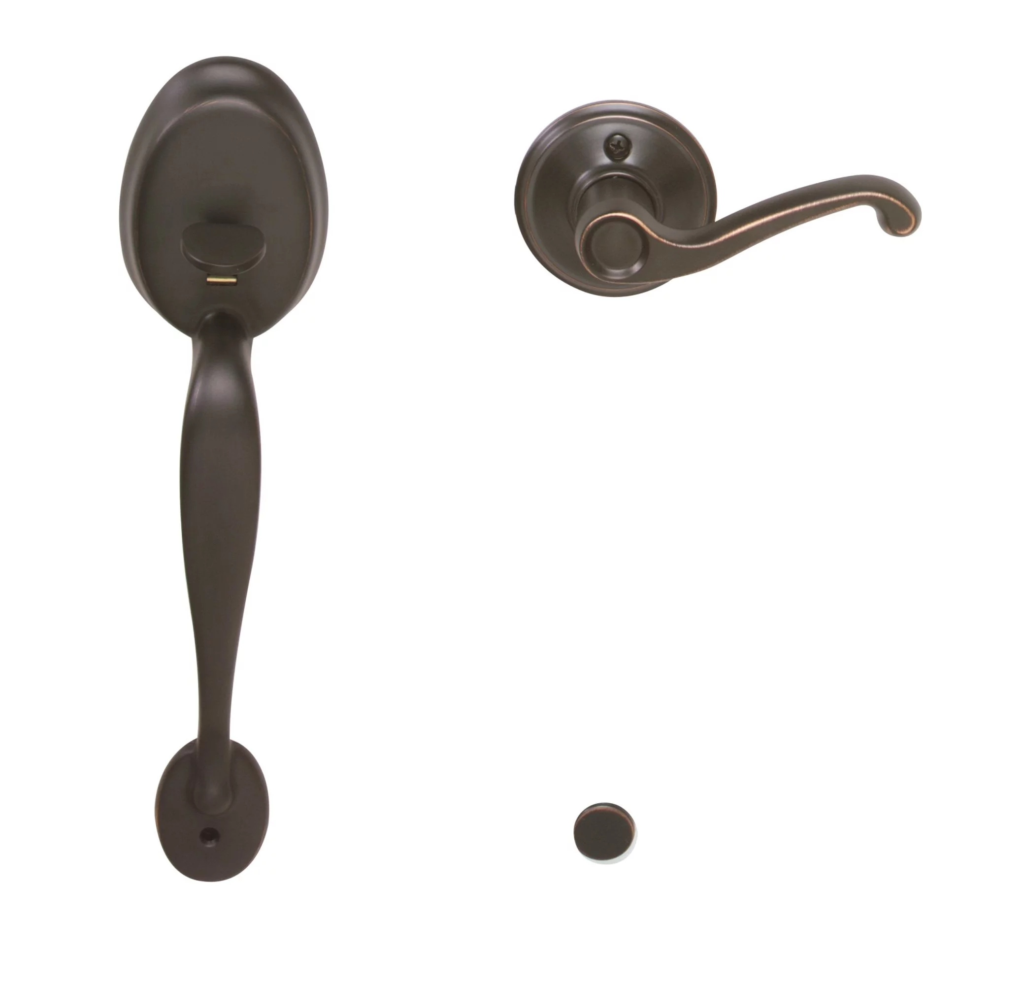 Schlage FE285PLY716FLALH Aged Bronze Plymouth Lower Handleset for Electronic Keypad with Flair Interior Left Handed Leve