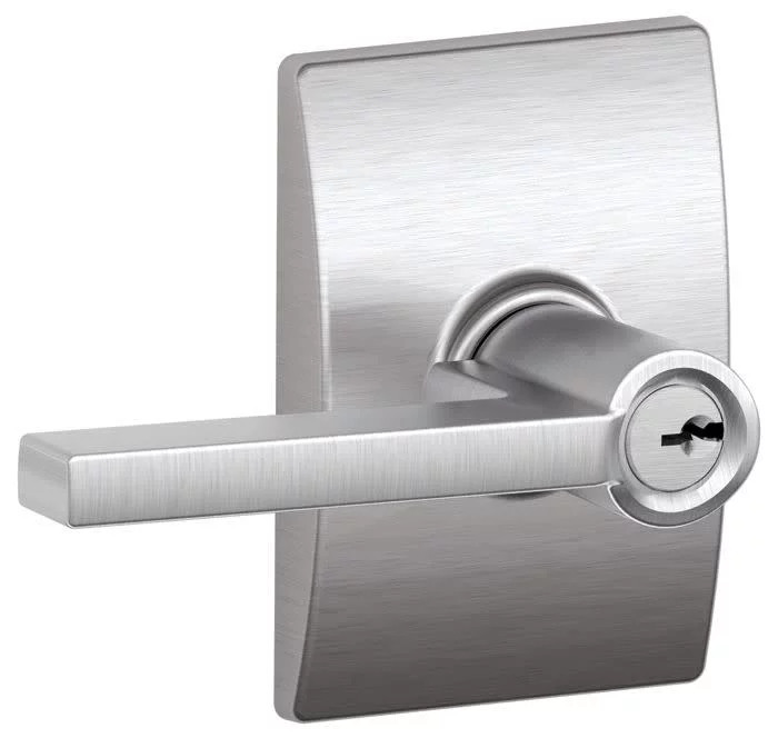 Schlage F51-Lat-Cen Latitude Single Cylinder Keyed Entry Door Lever Set - Chrome