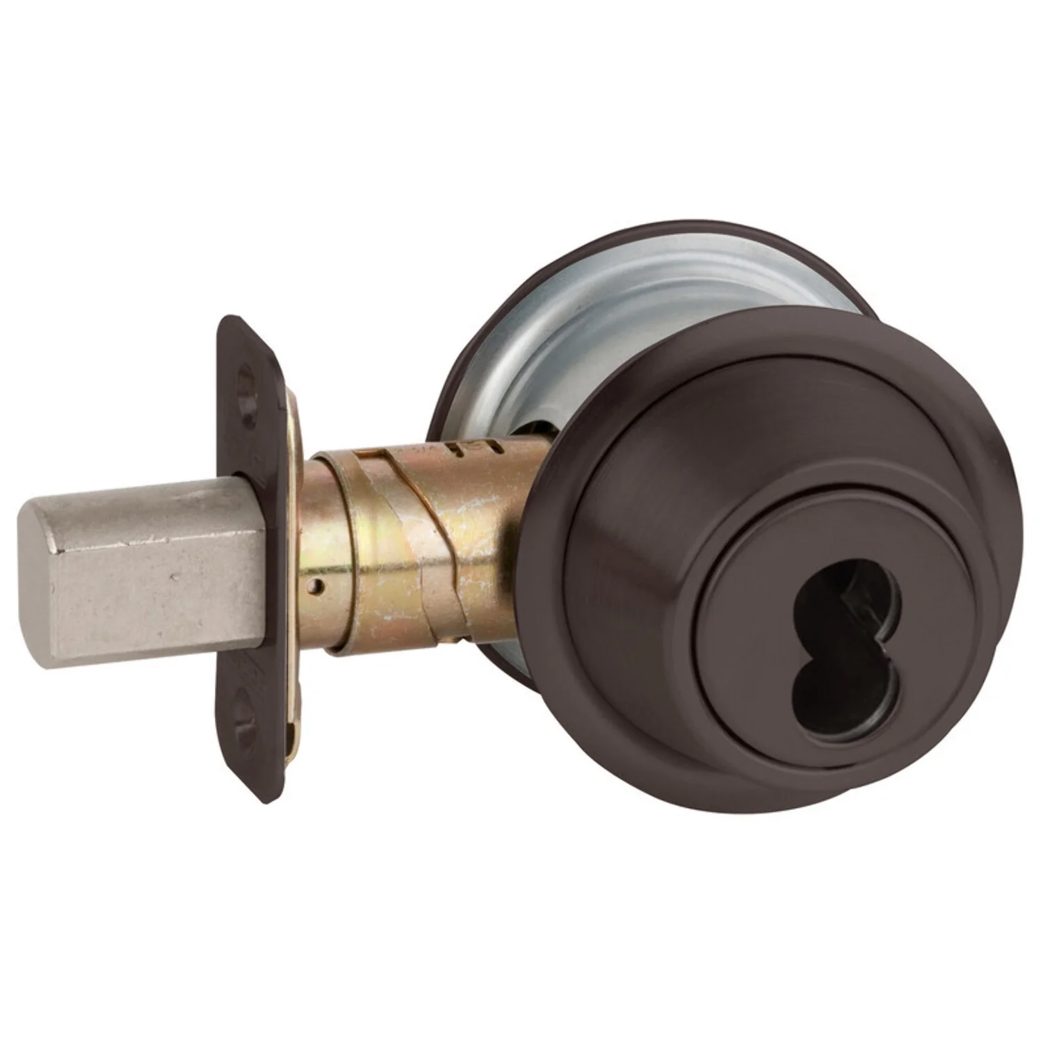 Schlage B560J 613 Grade 2 Single Cylinder Deadbolt Schlage FSIC Less Core Adjustable 2-3/8 and 2-3/4 Backset Dark Oxidized Satin Bronze Oil Rubbed Finish
