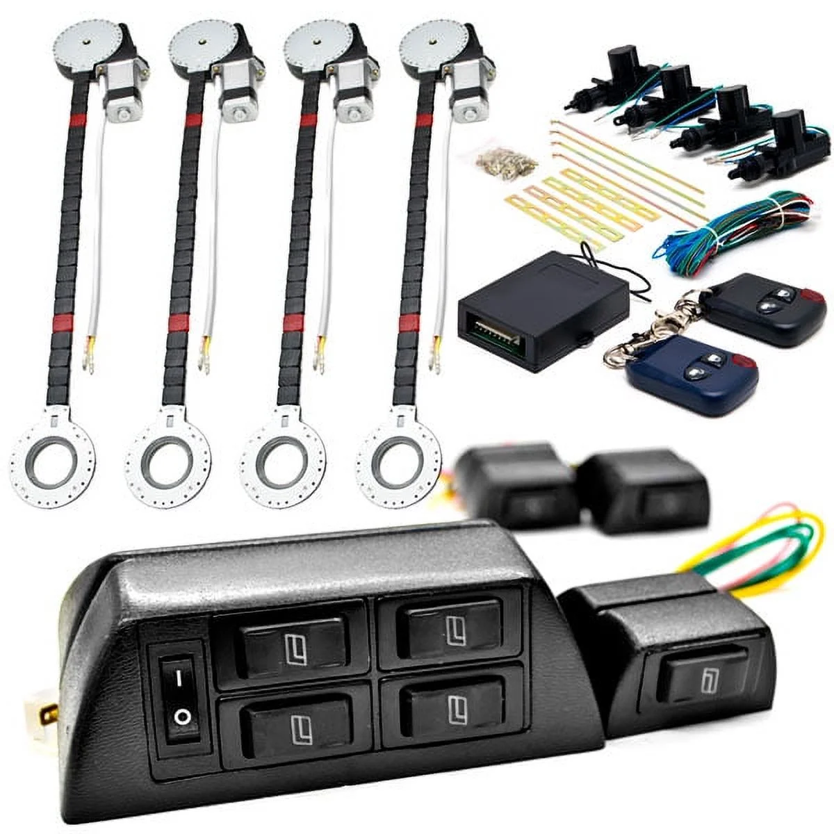 Biltek 4x Door Car Power Window + Keyless Door Unlock Kit Compatible with Land Rover / Lexus MT55 Sprinter XC Cooper R18i R5