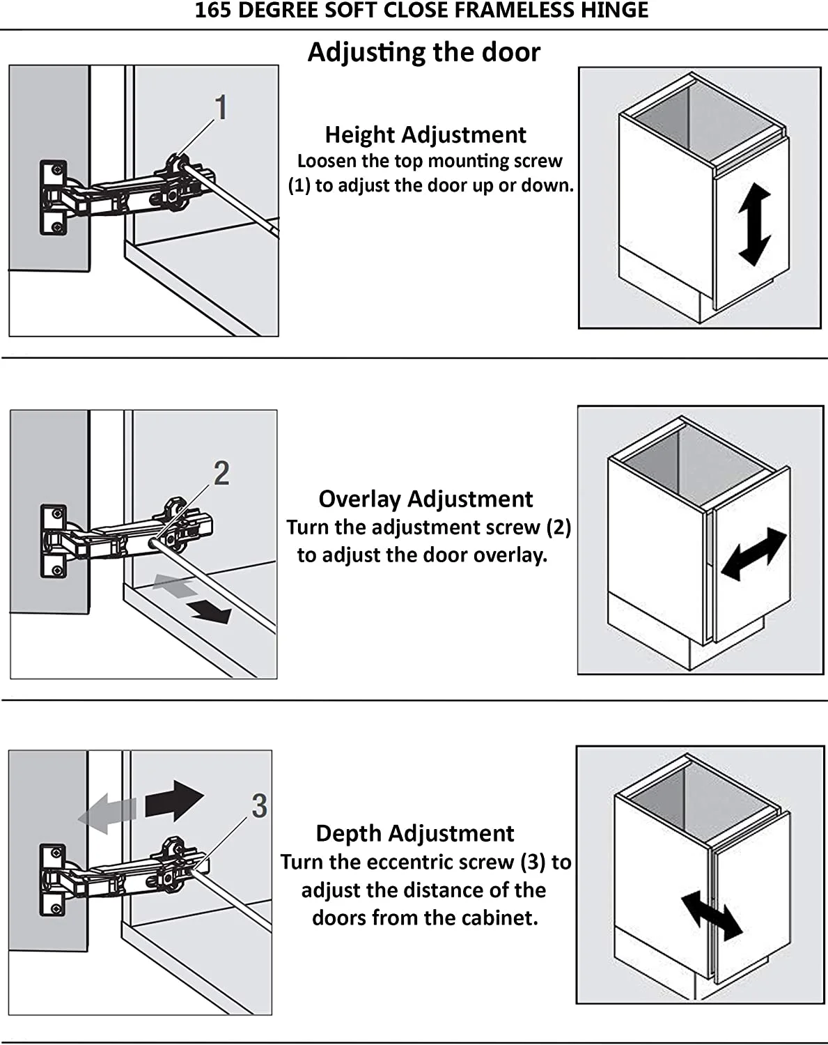 Berta 165 Degree Soft Close Full Overlay Frameless Lazy Susan Cabinet Hinges with Screws (4 Pack)