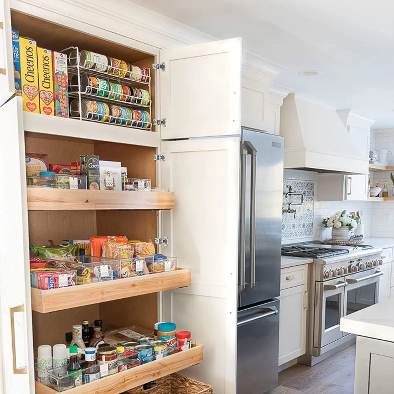 FURNIWARE 10 Pieces Soft Closing Cabinet Hinges, 1/2 inch Overlay Cabinet Hardware Hinges Nickel Plated- 105 Degree 1/2