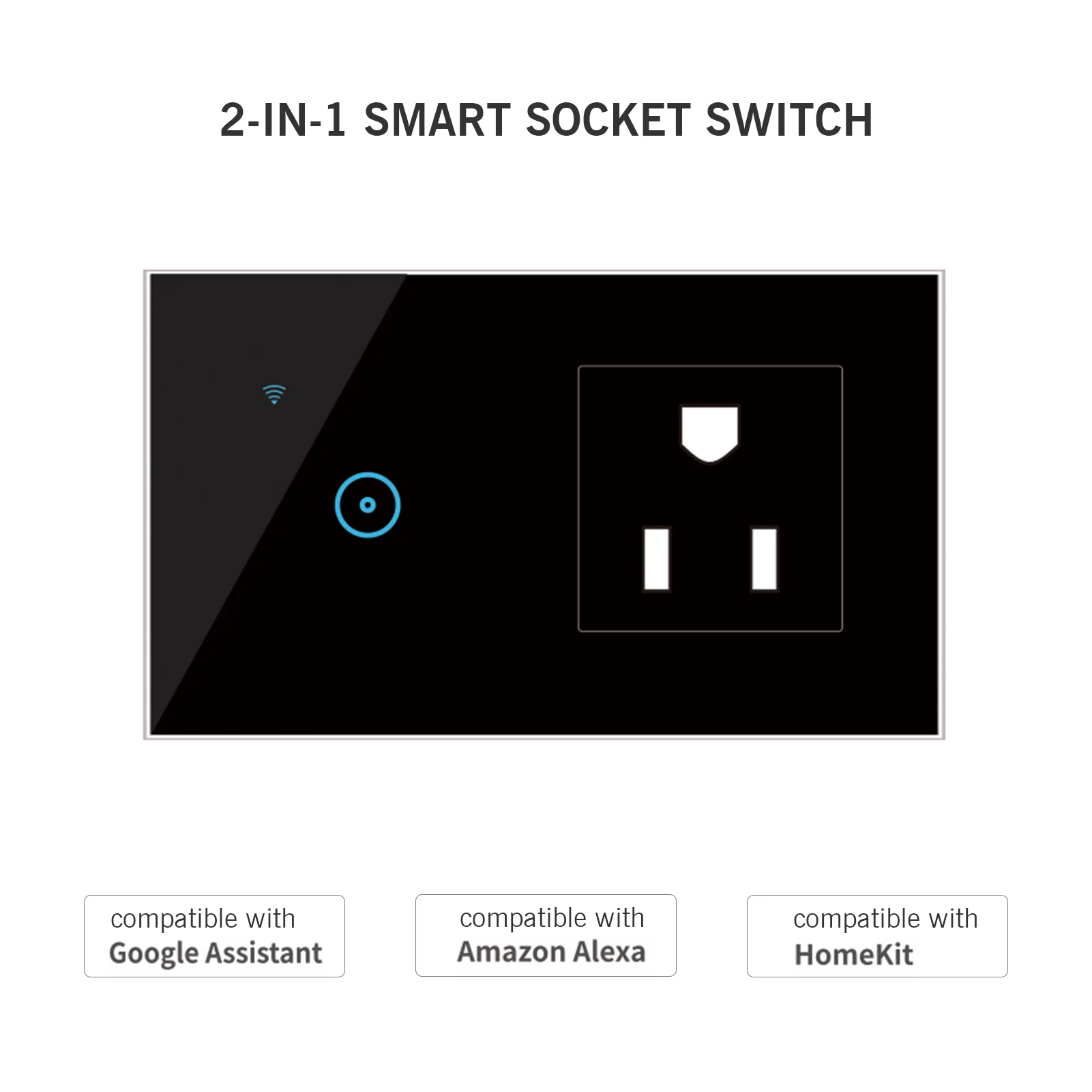 Wi Fi Smart Wall Outlet with Light Switch, Voice Control, Remote Control, Smart Switch for Home Automation