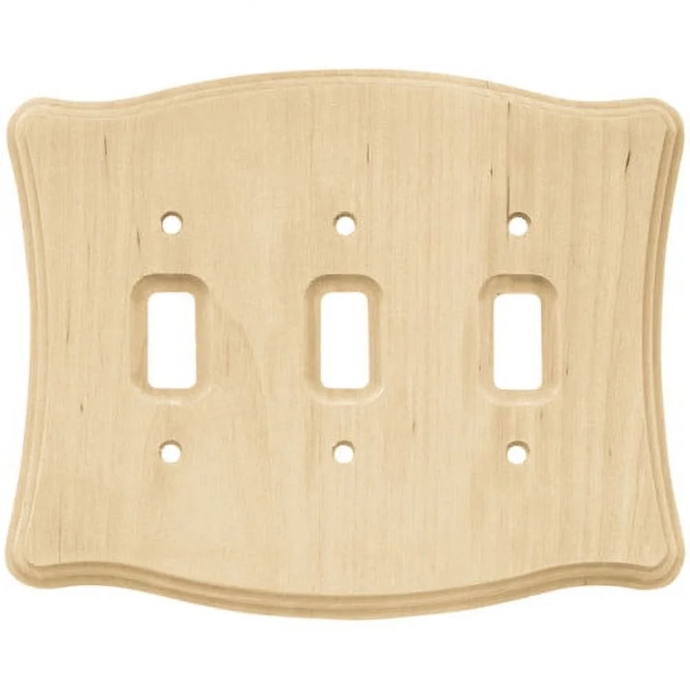 (5 Pack) Franklin Brass Wood Scalloped Triple Switch Wall Plate