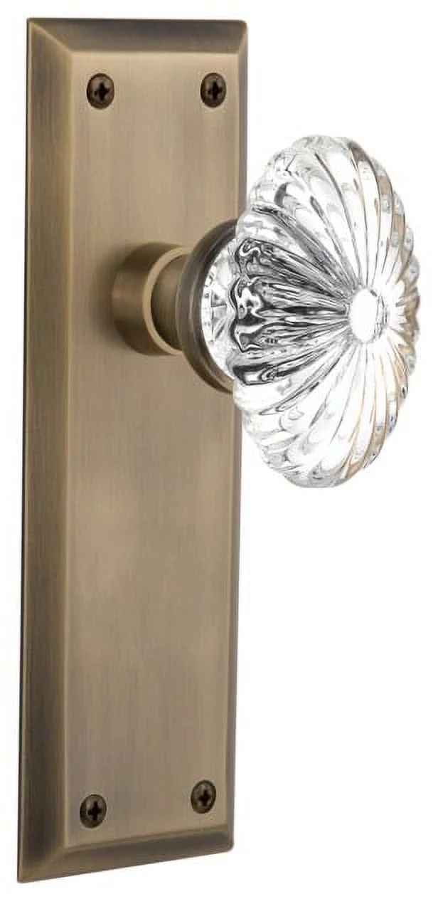 Nostalgic Warehouse Nykofc_Sd_Nk Oval Fluted Crystal Solid Brass Single Dummy Door Knob -