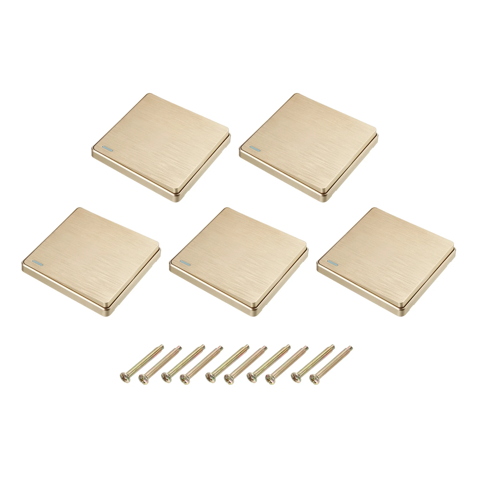 Light Switch Wall Push Button 1 Gang 1 Way Gold Tone 250V 10A 86x86mm Pack of 5