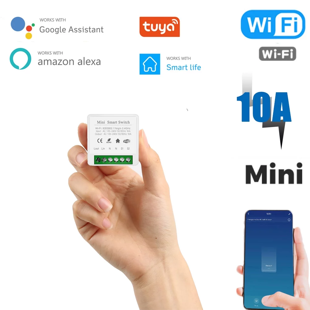 MINI Wifi Smart Switch Timer Wireless Switches Smart Home Automation Compatible with Tuya Alexa Google Home