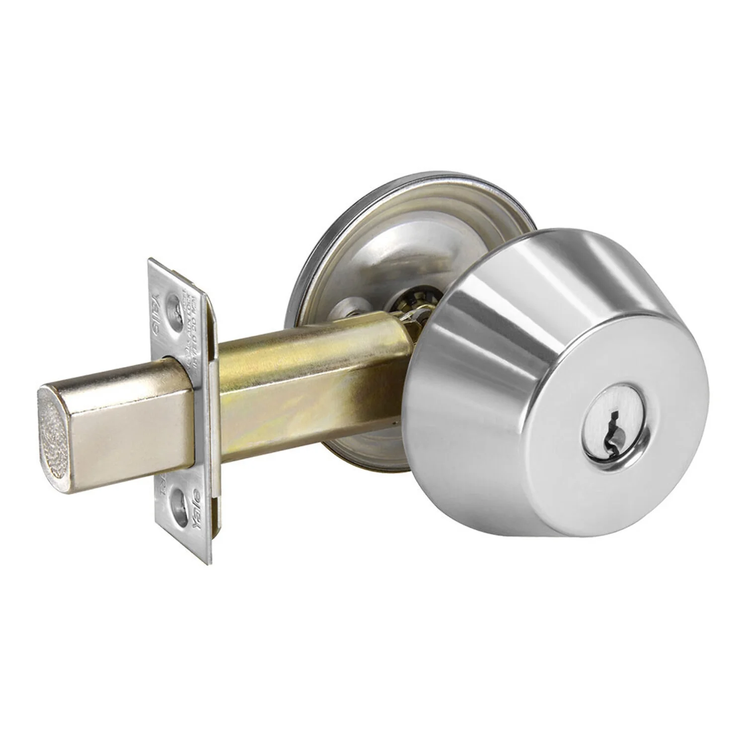 Yale D211 626 Single Cylinder Deadbolt Grade 2 2-3/8 Backset 2-1/4 x 1 Face Satin Chrome