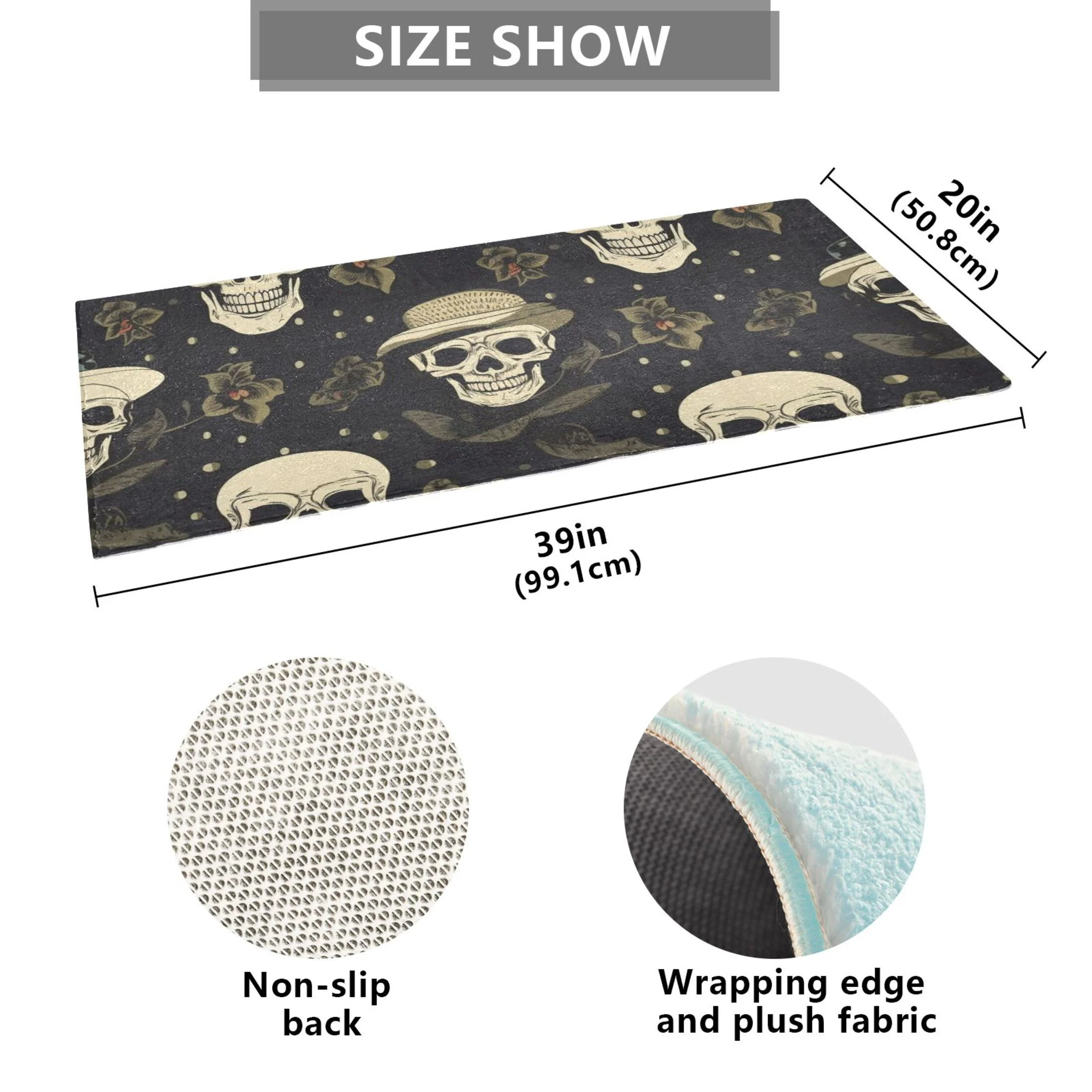 Skeleton Skull Luxury Kitchen Rug Non Slip Bathroom Plush Mat Shaggy Bedroom Carpet 39