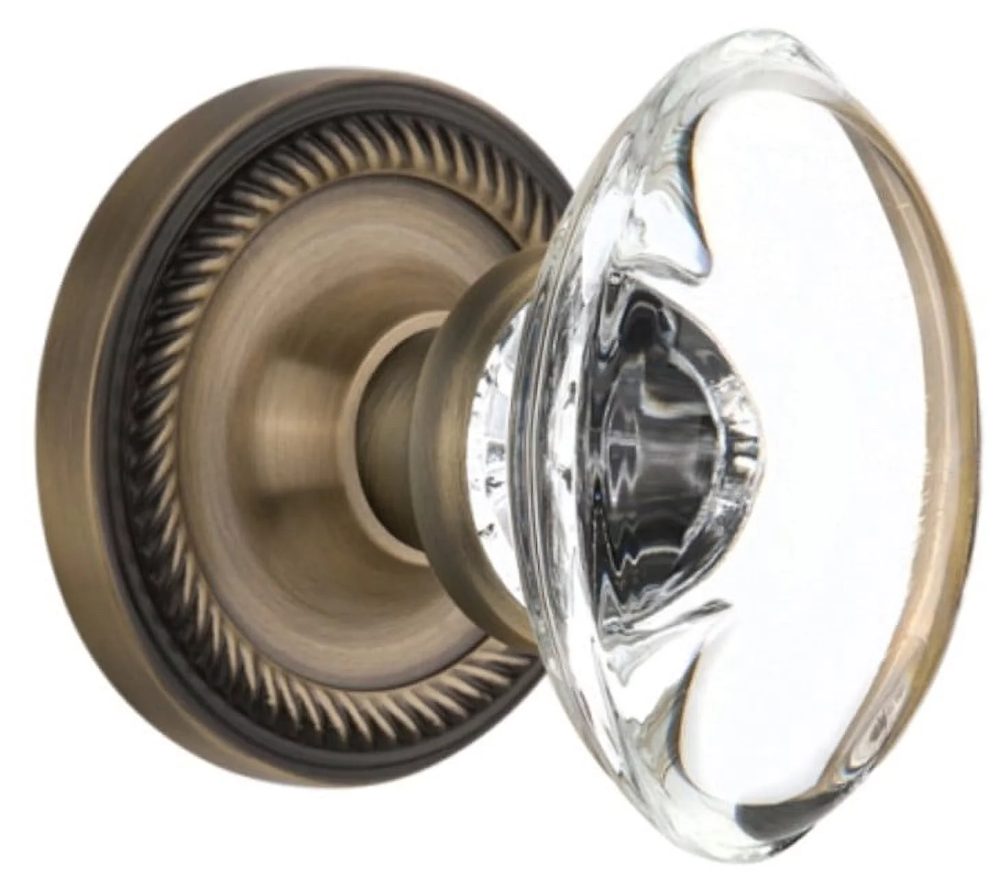 Nostalgic Warehouse Ropocc_Psg_238_Nk Oval Clear Crystal Solid Brass Passage Door Knob Set