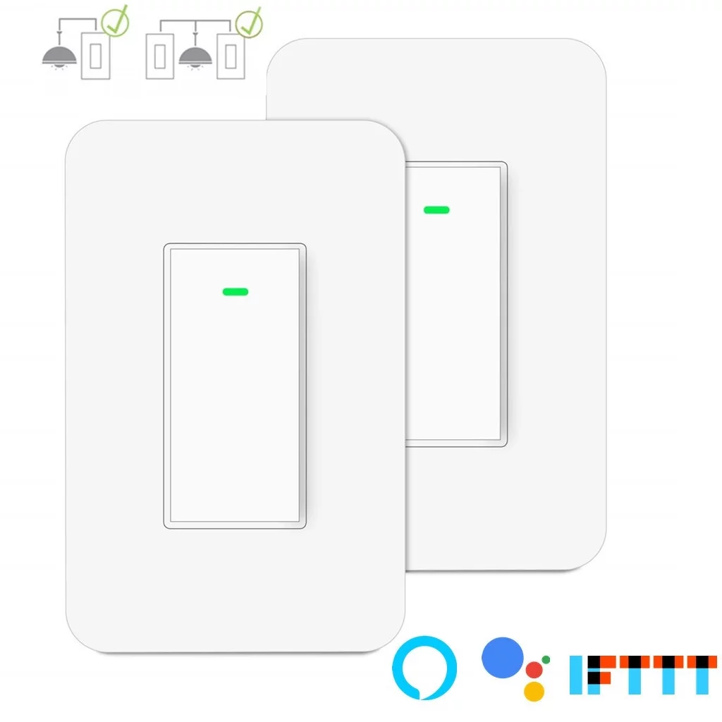 3 Way Smart Wi-Fi Wall Light Switch Plus, Repalce a 3-Way or Single Pole Switch,Remote Control,Voice Control, Timing Function No Hub Requir(2-Pack)