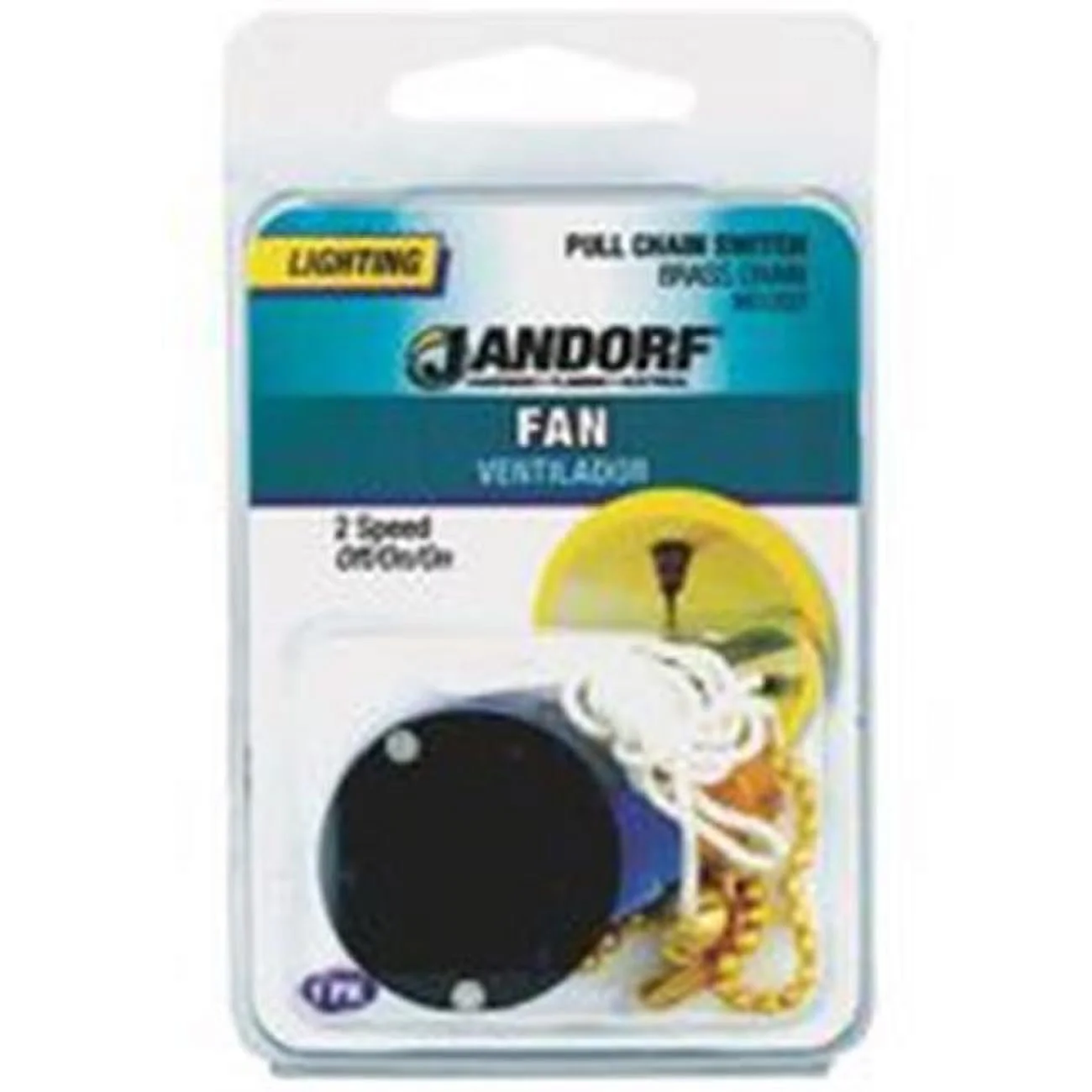 Jandorf 61202 Pull Chain Switch, 1-Pole, 125 V, 3 A, Brass