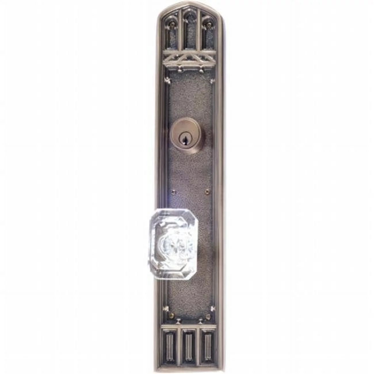 Brass Accents  Oxford 18 in. Plate Set with Knobs - Single Deadbolt Set 2.38 in. Backset, Antique Brass Finish
