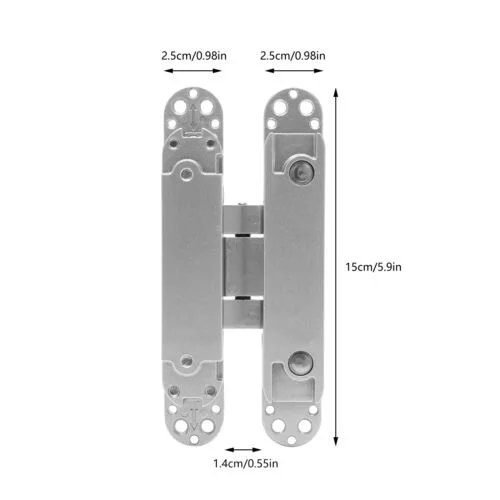 2 Pack- 6 Inch Silver Invisible Door Hinges Heavy Duty Zinc Alloy Hidden Hinges