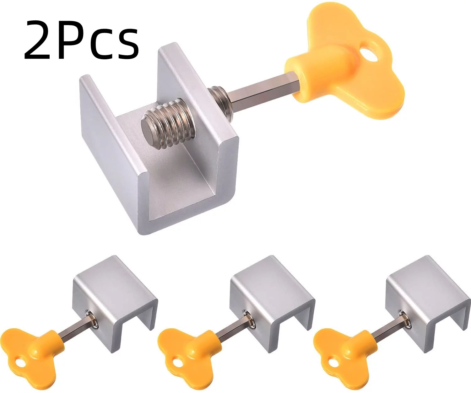 Sufanic 2Pcs Sliding Window Locks Window Stoppers Aluminum Alloy Adjustable Window Security Safety Locks Garage Door Frame Child Proof Security Lock with Keys for Bedroom Home and Office