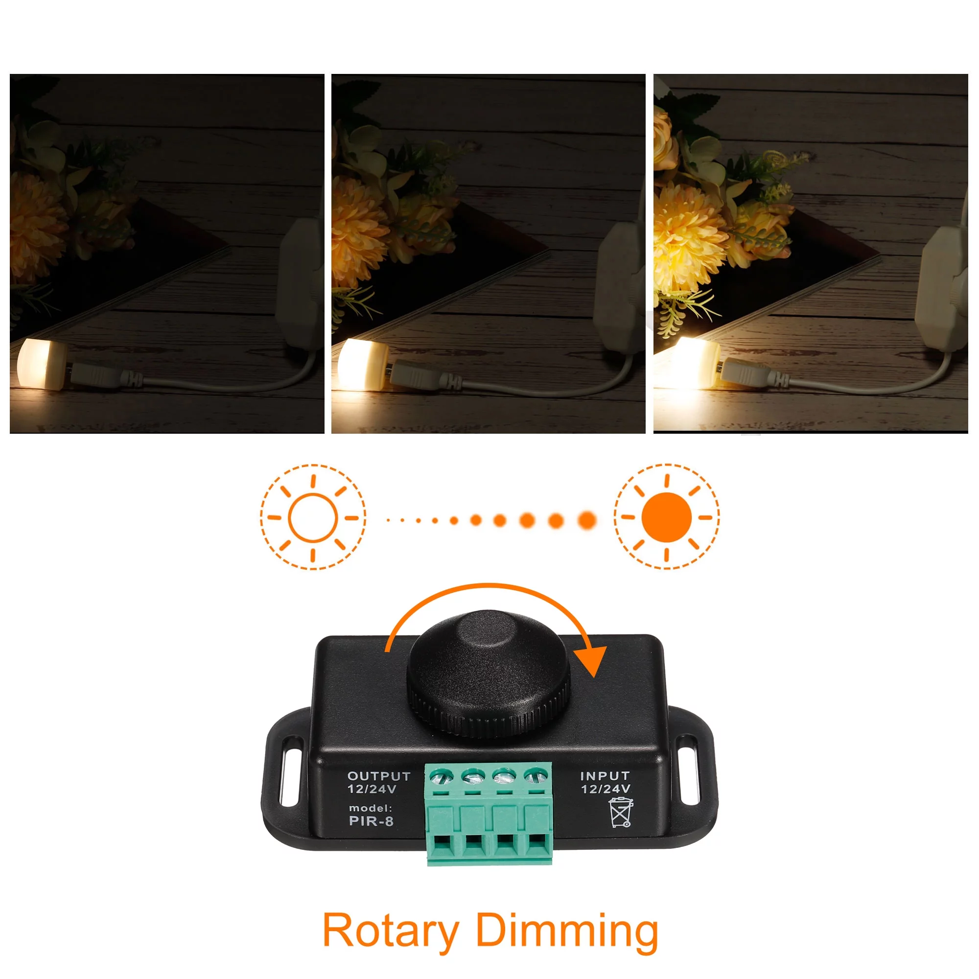 Uxcell LED Strip Dimmer Switch Rotary Knob Brightness Controller Black