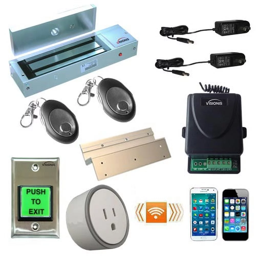 FPC-5211-VS One door Access Control Inswinging Door 1200lbs Electromagnetic Lock with Visionis Wireless Receiver Remote and Smartphone Controlled WIFI Kit