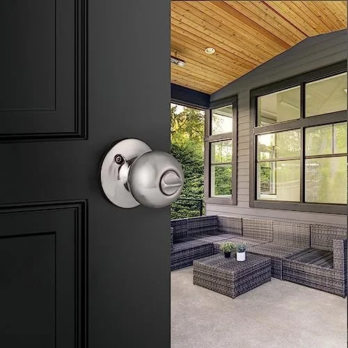 2 Pack Keyed Alike Door Knobs with Lock and Keyes, Brushed Nickel Exterior Door Locksets with Same Keys, Front Security Door Locks