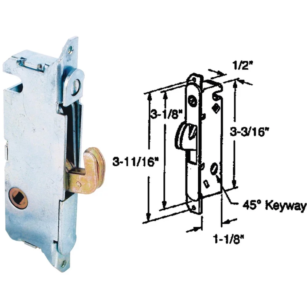1PACK Prime-Line Steel Mortise Patio Door Lock