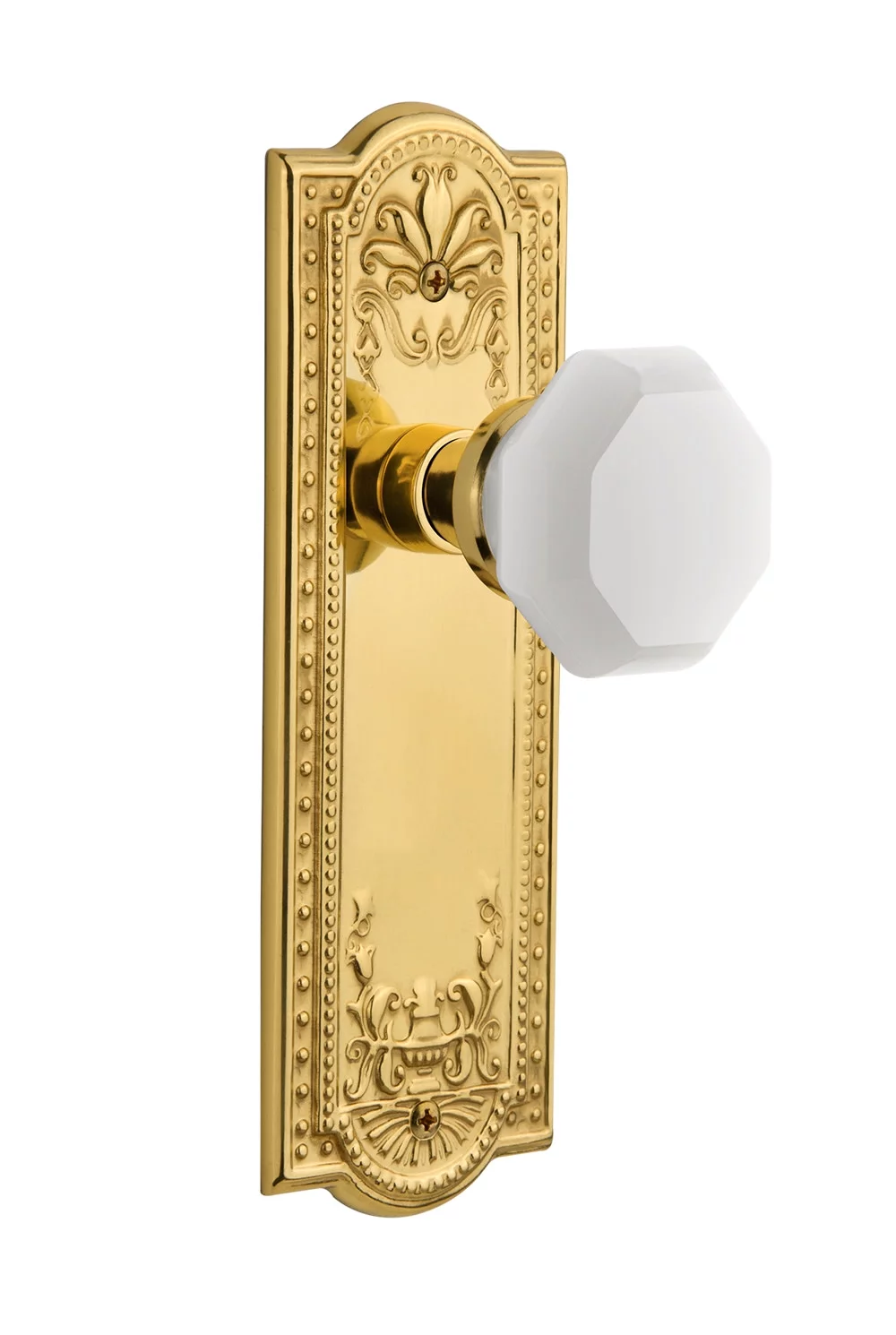 Nostalgic Warehouse Meawaw_Dd_Na_Nk Meadows Solid Brass Rose Dummy Door Knob Set - Brass