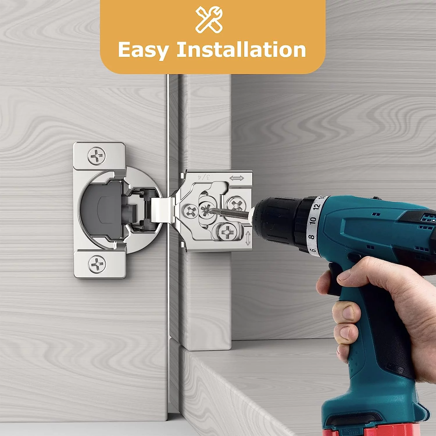 FURNIWARE 20 Pieces Soft Closing Cabinet Hinges, 3/4 inch Overlay Cabinet Hardware Hinges Nickel Plated- 105 Degree 3/4