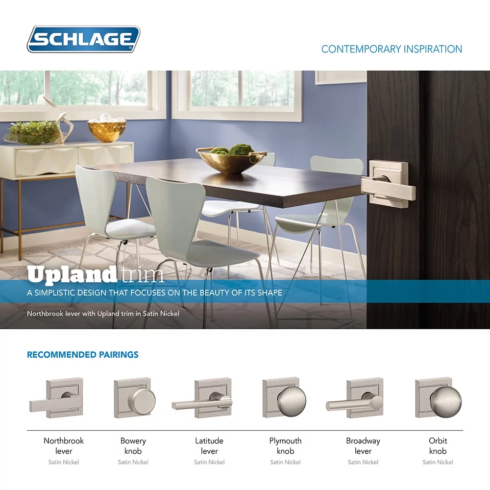 Schlage F40-Lat-Uld Latitude Privacy Door Lever Set - Nickel