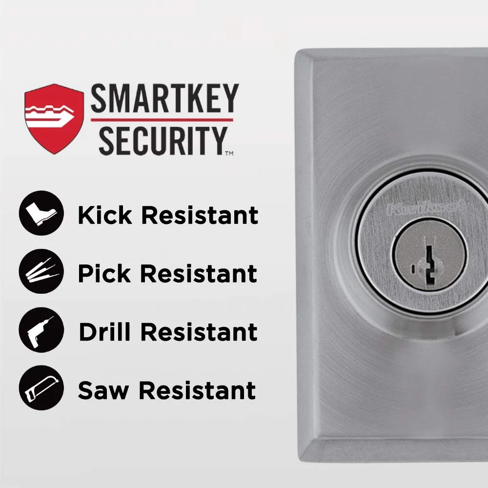 Kwikset Tavaris Single Cylinder Handleset w/Vedani Lever featuring SmartKey? in Satin Chrome