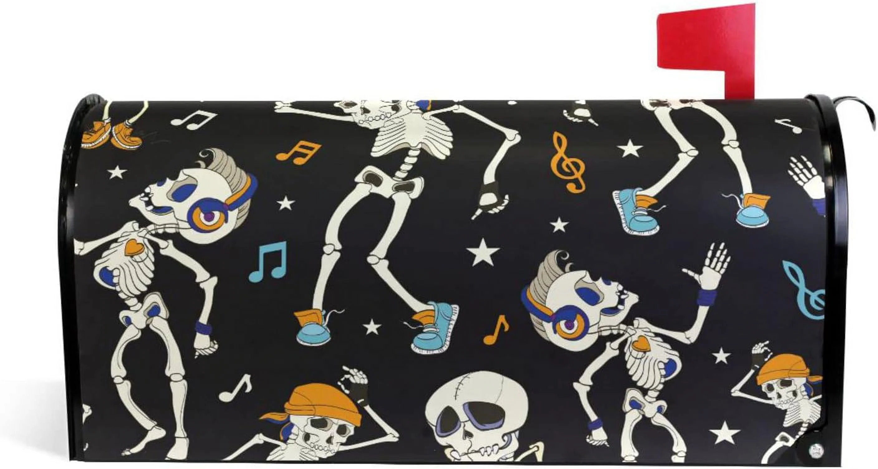 GZHJMY Funny Dancing Skeletons Music Disco Magnetic Mailbox Cover Standard Size Mailbox Wraps MailWraps Post Letter Box Cover Garden Yard 21 x 18 in Home Decor