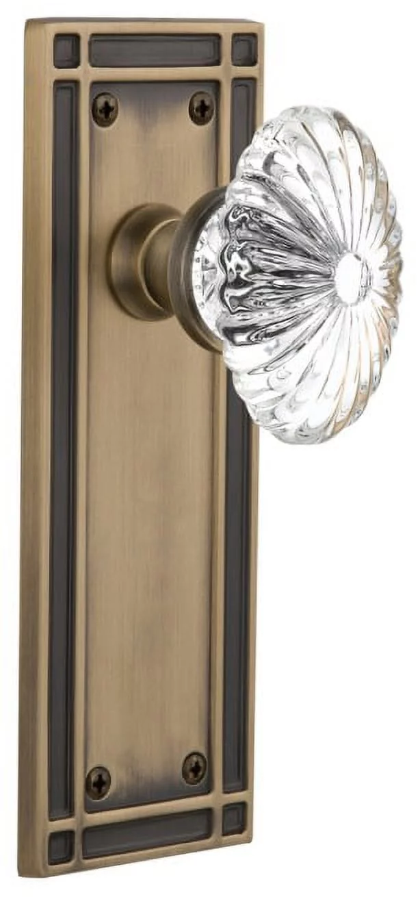 Nostalgic Warehouse Misofc_Psg_238_Nk Oval Fluted Crystal Solid Brass Passage Door Knob
