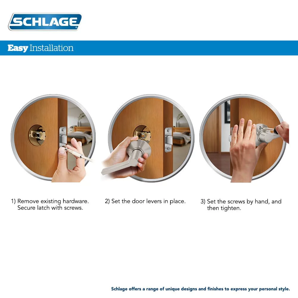 Schlage F170-Nbk Northbrook Non-Turning One-Sided Dummy Door Lever - Nickel