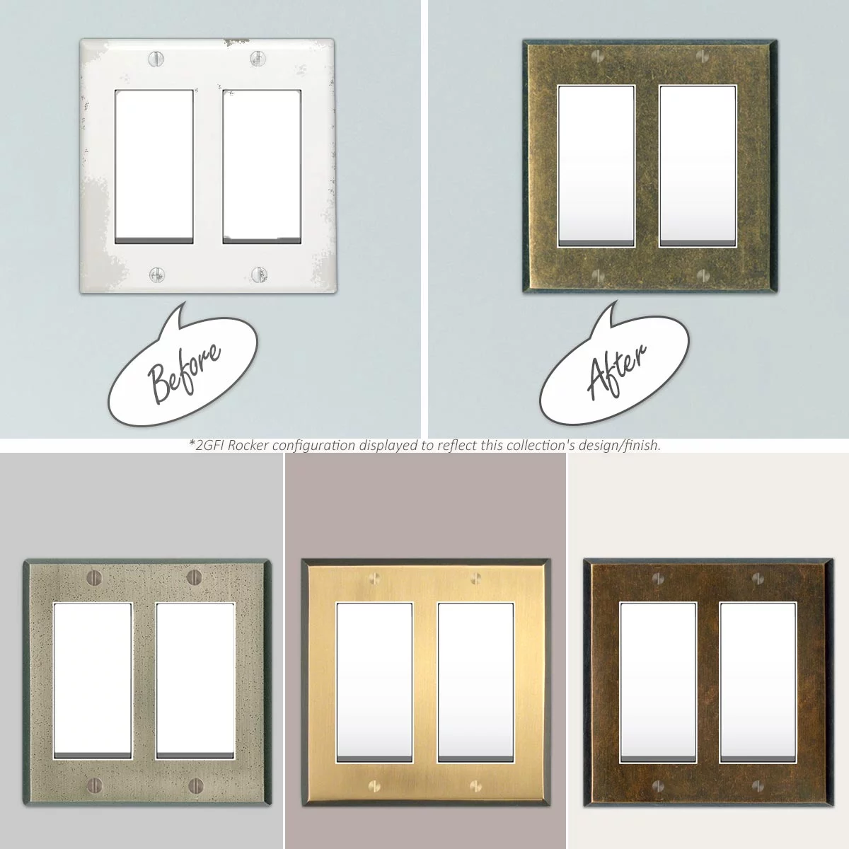 Switch Hits Dark Mottled Antique Brass - Single Toggle Switch Plates