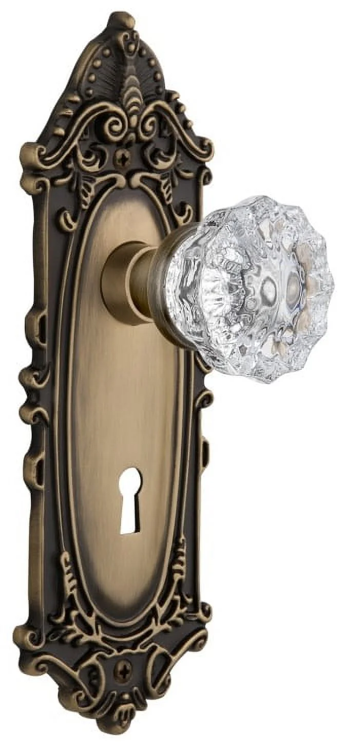 Nostalgic Warehouse Viccry_Psg_238_Kh Crystal Solid Brass Passage Door Knob Set - Brass