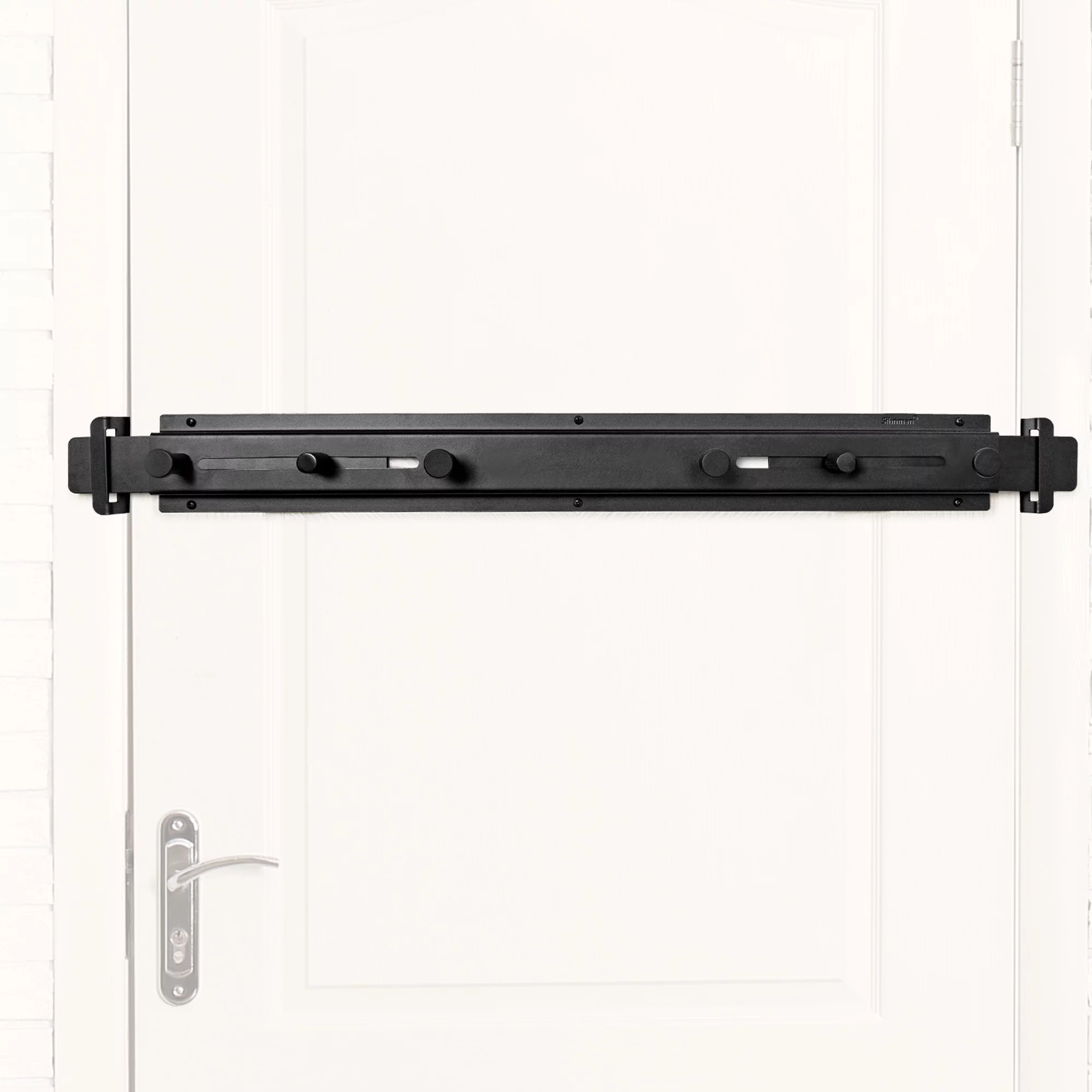 Door Barricade Bar with Door Hook Door Hanger (SS) Patented Design for Security Reinforcement and Home Protection. Stop House Invasion and Intruder on Front Door, Bathroom and Bedroom. Childproof.