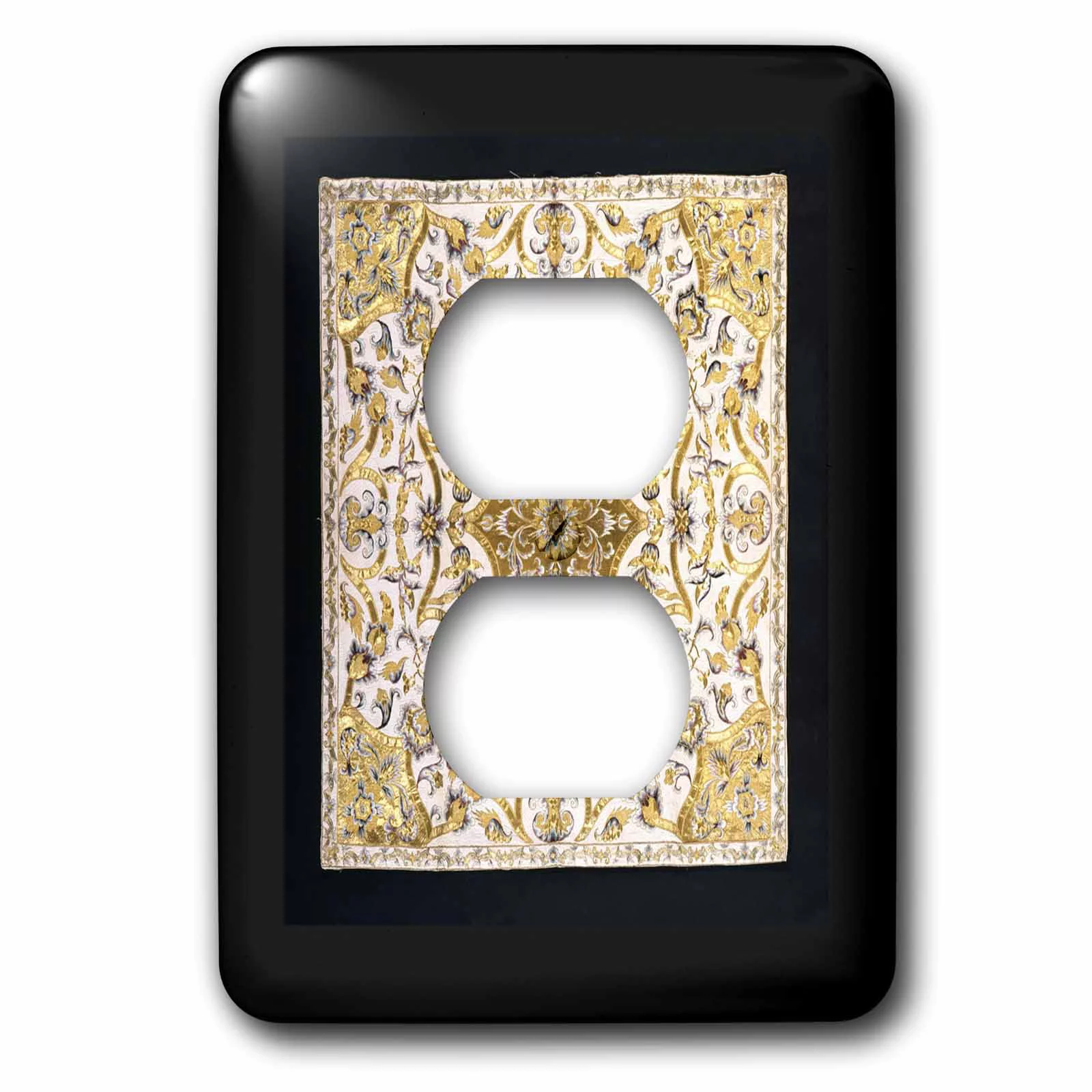 3dRose Print of English Gold Brocade Vintage Textile - 2 Plug Outlet Cover