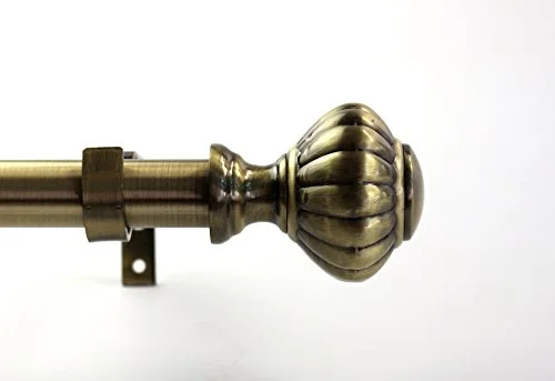 Urbanest 1-inch Diameter Doorknob Adjustable Single Drapery Curtain Rod, 48-inch to 84-inch, Antique Brass