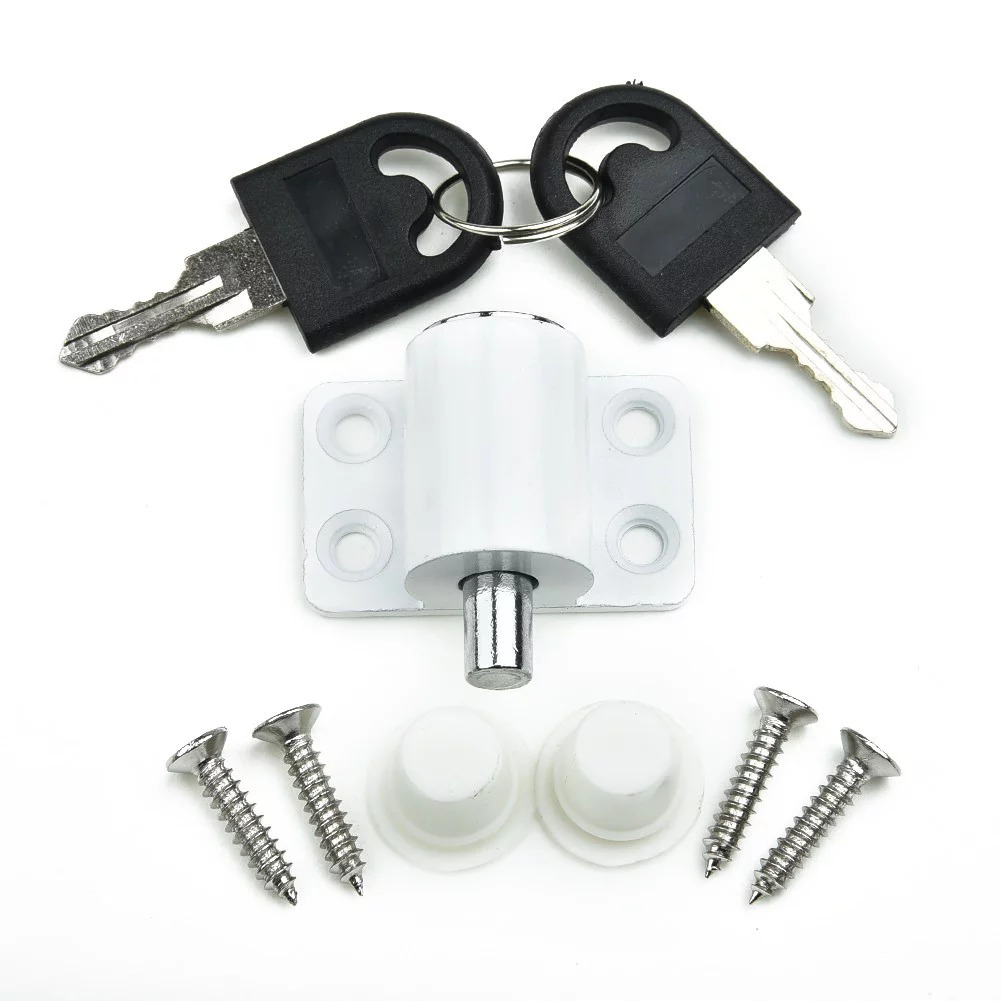 2Pcs Sliding Patio Door Catches Set Casement Bolt Security Lock With 2 Keys