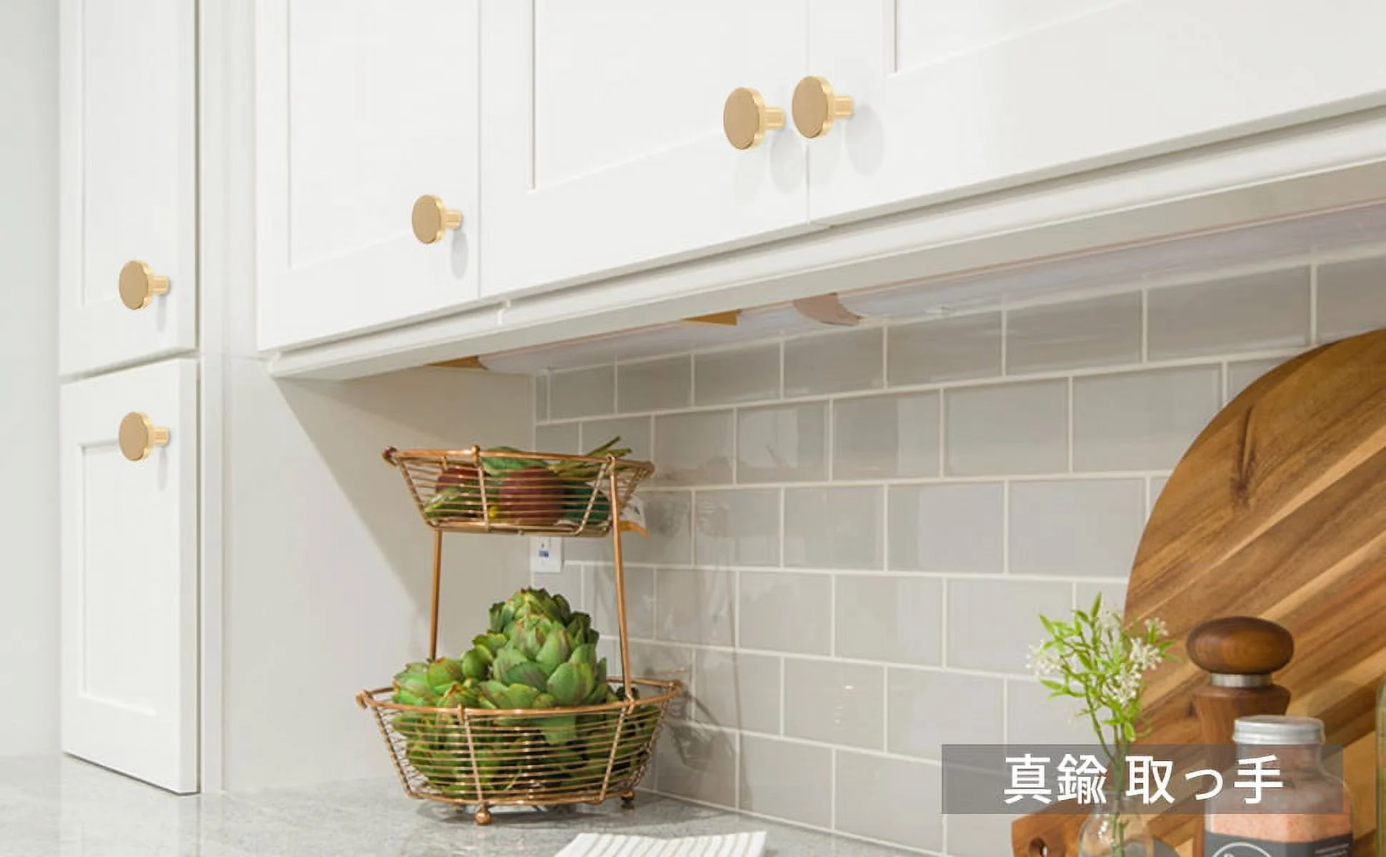 ODOMY Gold Brass Pulls Drawer Knobs Handles Round Cupboard Cabinet Door Kitchen