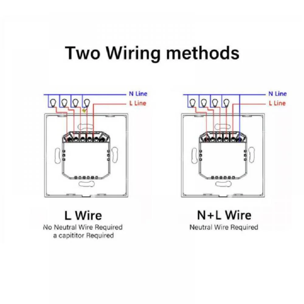 TUYA WiFi Touch Smart Light Switch NO Neutral Wire Required 1/2/3/4 Gang