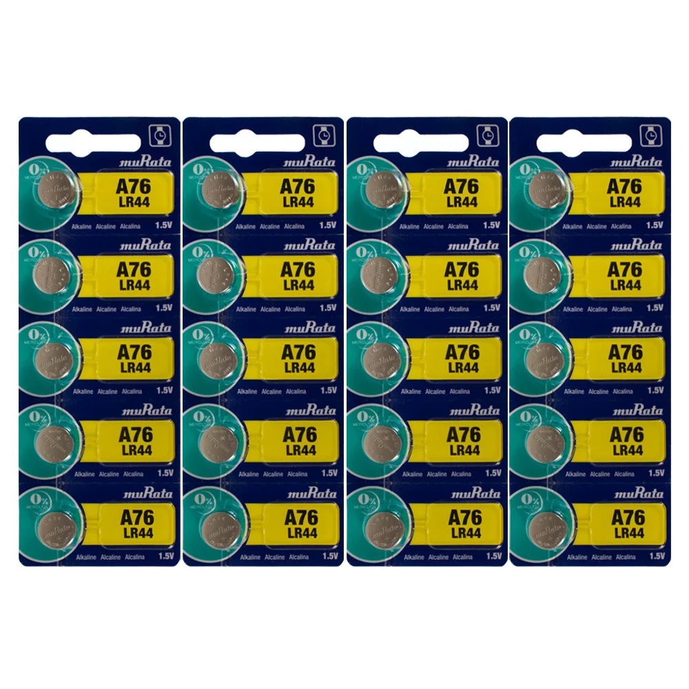 20 Pack Murata LR44 - A76 - Alkaline Button Cell Battery