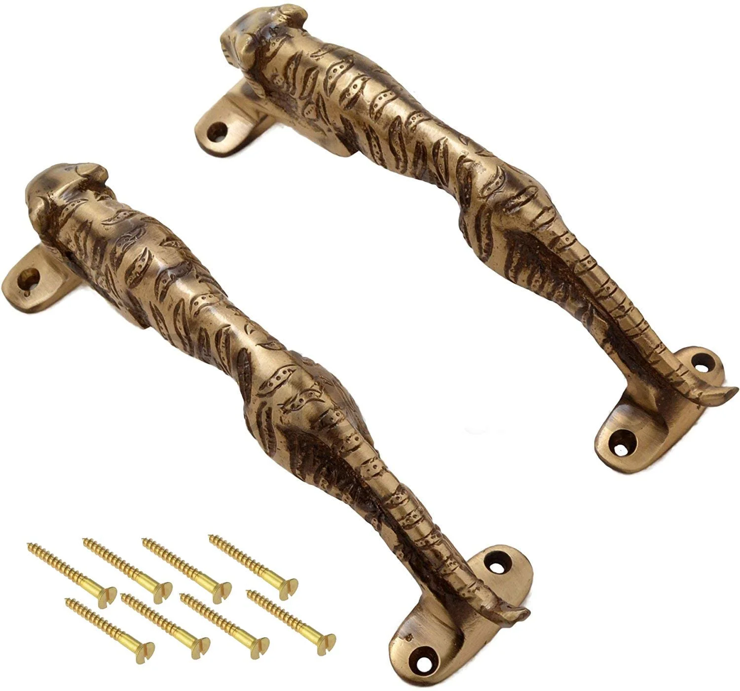 eSplanade - Jaguar / Tiger - Door Handles Door Pulls - 1 Pair (2 Handles Set) | Door Decor Accessories - Home Decor | Brass - 7.5
