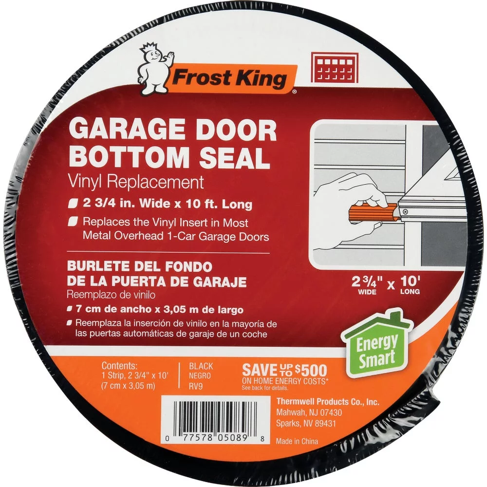 1PACK Frost King 2-3/4 In. x 10 Ft. Black Vinyl Bottom Garage Door Seal