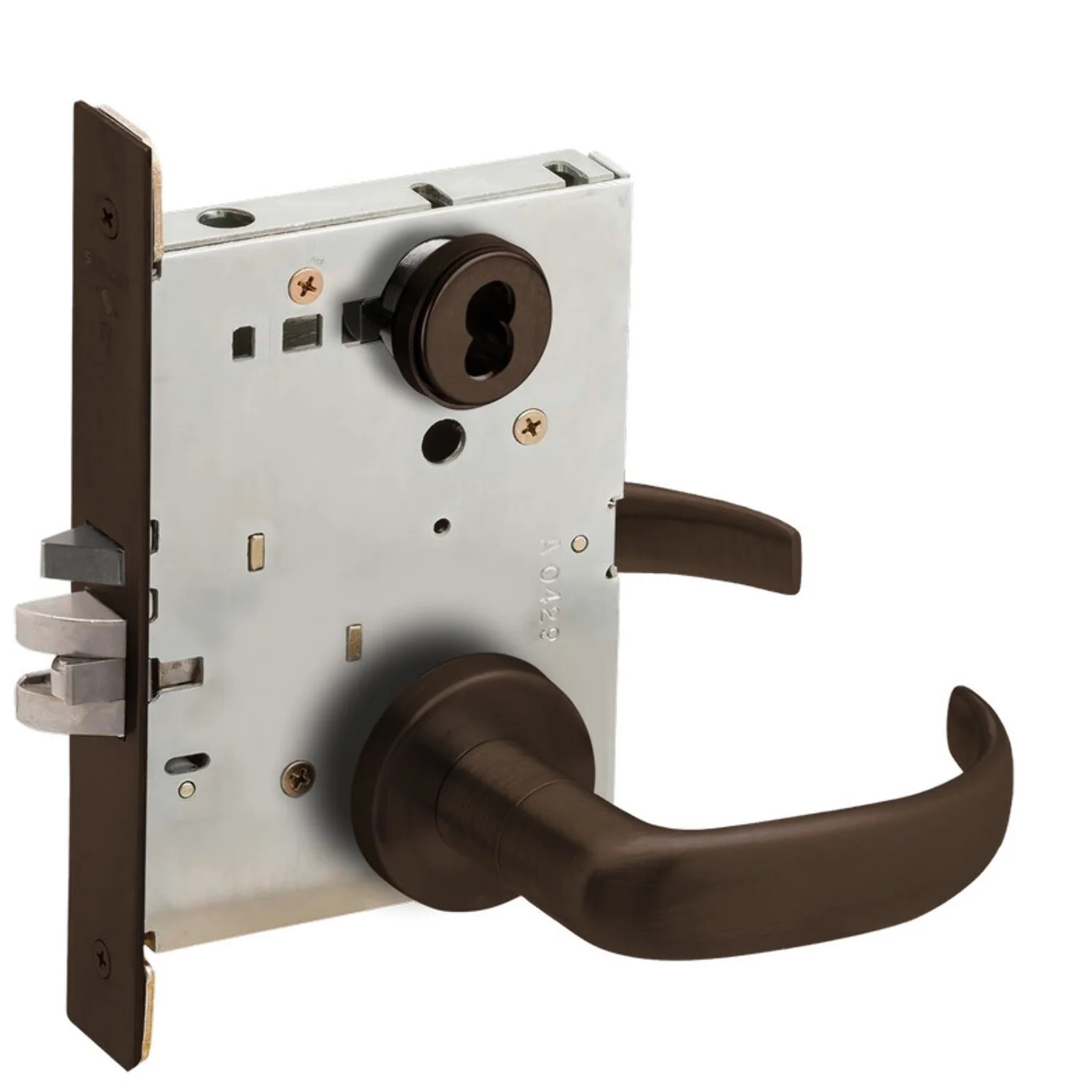 Schlage L9050J 17A 613 Grade 1 Entrance Office Mortise Lock Schlage FSIC Less Core 17 Lever A Rose Dark Oxidized Satin Bronze Oil Rubbed Finish Field Reversible