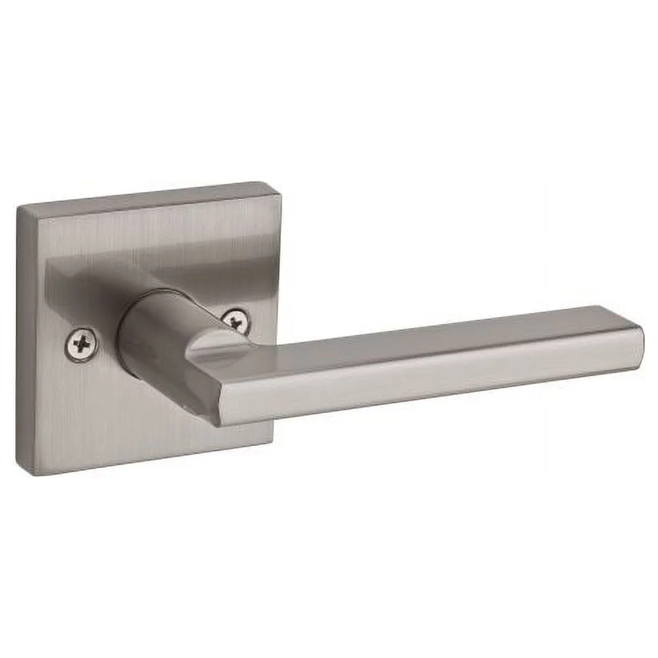 Kwikset Halifax Lever with Square Rose Half Dummy in Satin Nickel